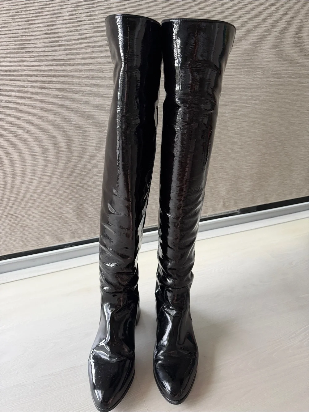 Stuart Weitzman Black Patent Over-the-Knee Boots